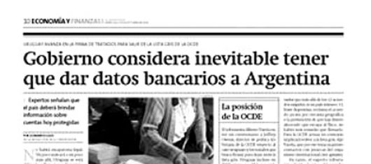 Uruguay considera "inevitable" dar a la Argentina la información bancaria